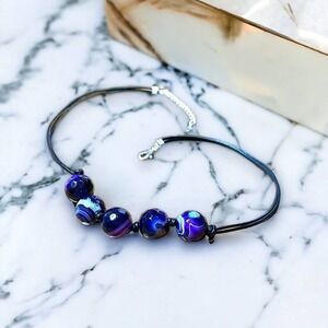 Amethyst Faceted Orbs on Leather Chords with Sterling Fittings Lobster Clasp